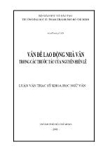 Luận văn Vấn đề lao động nhà văn trong các trước tác của Nguyễn Hiến Lê