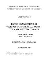 Tóm tắt Luận án Brand management of Vietnam’s commercial banks – the case of Vietcombank