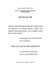 Tóm tắt Luận án Chất lượng mối quan hệ giữa nhà cung cấp dịch vụ và khách hàng: nghiên cứu trường hợp khách hàng công nghiệp ngành dịch vụ viễn thông