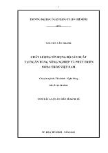 Tóm tắt Luận án Chất lượng tín dụng hộ sản xuất tại ngân hàng nông nghiệp và phát triển nông thôn Việt Nam