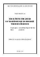 Tóm tắt Luận án Đảng bộ tỉnh Thái Bình lãnh đạo đào tạo nguồn nhân lực cho nông nghiệp từ năm 2001 đến năm 2010