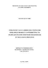 Tóm tắt Luận án Enhanced value added solutions for pineapple product contributing to increase income for poor households in Tien Giang province