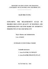 Tóm tắt Luận án Exploring the measurement scale of higher education quality of business and administration sector based on student’s perspective in Ho Chi Minh city