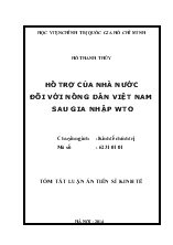 Tóm tắt Luận án Hỗ trợ của nhà nước đối với nông dân Việt Nam sau gia nhập WTO