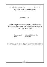 Tóm tắt Luận án Hoàn thiện nội dung quản lý nhà nước đối với tổ chức phi chính phủ nước ngoài ở Hà Nội hiện nay