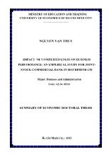 Tóm tắt Luận án Impact of competitiveness on business performance: An emperical study for jointstock commercial bank in Hochiminh ciy