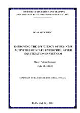 Tóm tắt Luận án Improving the efficiency of business activities of state enterprise after equitization in Vietnam