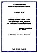 Tóm tắt Luận án Minh bạch thông tin tài chính của các công ty niêm yết trên thị trường chứng khoán Việt Nam