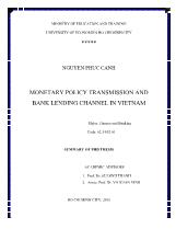 Tóm tắt Luận án Monetary policy transmission and bank lending channel in Vietnam