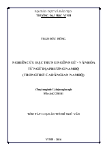 Tóm tắt Luận án Nghiên cứu đặc trưng ngôn ngữ - văn hóa từ ngữ địa phương Nam Bộ (trong thơ ca dân gian Nam Bộ)