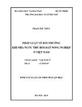 Tóm tắt Luận án Pháp luật về bồi thường khi nhà nước thu hồi đất nông nghiệp ở Việt Nam