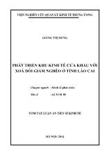 Tóm tắt Luận án Phát triển khu kinh tế cửa khẩu với xoá đói giảm nghèo ở tỉnh Lào Cai