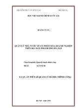 Tóm tắt Luận án Quản lý nhà nước về cổ phần hóa doanh nghiệp trên địa bàn thành phố Hà Nội
