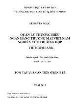 Tóm tắt Luận án Quản lý thương hiệu ngân hàng thương mại Việt Nam, nghiên cứu trường hợp Vietcombank