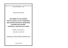 Tóm tắt Luận án Settlement of anti-Dumping disputes within the WTO framework and the participation of developing countries and Vietnam – Theoretical and practical issues