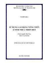 Tóm tắt Luận án Sử dụng lao động nông thôn ở tỉnh Thừa Thiên Huế