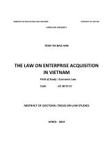 Tóm tắt Luận án The law on enterprise acquisition in Vietnam