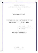 Tóm tắt Luận án Truyền dẫn chính sách tiền tệ và kênh cho vay tại Việt Nam