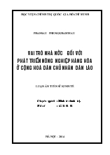 Tóm tắt Luận án Vai trò nhà nước đối với phát triển nông nghiệp hàng hóa ở Cộng hoà dân chủ nhân dân Lào