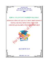 Đề tài Đánh giá công tác quản lý phát triển kinh tế trong chương trình nông thôn mới ở huyện Quảng Điền, tỉnh thừa Thiên Huế