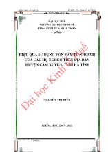 Hiệu quả sử dụng vốn vay từ ngân hàng chính sách xã hội của các hộ nghèo trên địa bàn huyện Cẩm xuyên, tỉnh Hà Tĩnh