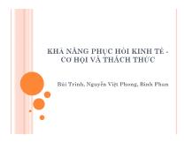 Khả năng phục hồi kinh tế - Cơ hội và thách thức