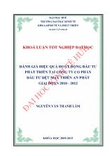 Khóa luận Đánh giá hiệu quả hoạt động đầu tư phát triển tại công ty cổ phần đầu tư dệt may thiên An Phát giai đoạn 2010 - 2012