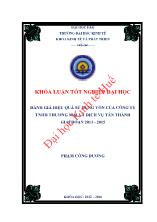 Khóa luận Đánh giá hiệu quả sử dụng vốn của công ty TNHH thương mại và dịch vụ tấn thành giai đoạn 2013 - 2015