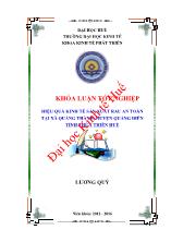 Khóa luận Hiệu quả kinh tế sản xuất rau an toàn tại xã Quảng thành, huyện Quảng Điền tỉnh thừa Thiên Huế