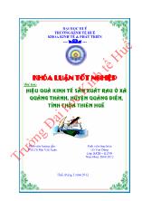 Khóa luận Hiệu quả kinh tế sản xuất rau ở xa Quảng Thành, huyện Quảng Điền, tỉnh Thừa Thiên Huế