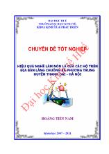 Khóa luận Hiệu quả nghề làm nón lá của các hộ trên địa bàn làng chuông xã Phương trung huyện Thanh oai - Hà Nội