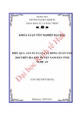 Khóa luận Hiệu quả sản xuất lúa vụ đông xuân năm 2010 trên địa bàn huyện Nam Đàn tỉnh Nghệ An