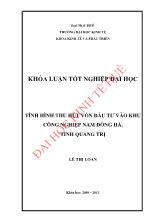 Khóa luận Tình hình thu hút vốn đầu tư vào khu công nghiệp Nam đông hà, tỉnh Quảng Trị