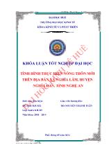 Khóa luận Tình hình thực hiện nông thôn mới trên địa bàn xã Nghĩa lâm, huyện Nghĩa đàn, tỉnh Nghệ An