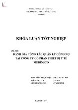 Đề tài Đánh giá công tác quản lý công nợ tại công ty cổ phần thiết bị y tế Medinsco