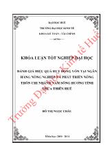 Đề tài Đánh giá hiệu quả huy động vốn tại ngân hàng nông nghiệp và phát triển nông thôn chi nhánh nam sông hương tỉnh thừa thiên Huế