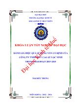 Đề tài Đánh giá hiệu quả sử dụng vốn cố định của công ty TNHH mtv cao su lộc ninh trong giai đoạn 2013 - 2015 mai đức trung niên khóa: 2012 - 2016