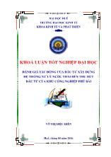 Đề tài Đánh giá tác động của đầu tư xây dựng hệ thống xử lý nước thải đến thu hút đầu tư của khu công nghiệp Phú Bài