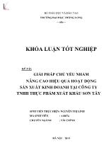 Đề tài Giải pháp chủ yếu nhằm nâng cao hiệu quả hoạt động sản xuất kinh doanh tại công ty TNHH thực phẩm xuất khẩu Sơn Tây