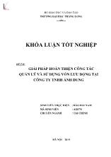 Đề tài Giải pháp hoàn thiện công tác quản lý và sử dụng vốn lƣu động tại công ty TNHH Ánh Dung