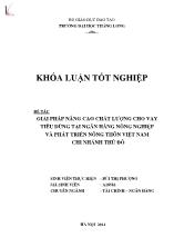 Đề tài Giải pháp nâng cao chất lượng cho vay tiêu dùng tại ngân hàng nông nghiệp và phát triển nông thôn Việt Nam chi nhánh Thủ Đô