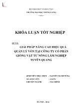 Đề tài Giải pháp nâng cao hiệu quả quản lý vốn tại công ty cổ phần giống vật tư nông lâm nghiệp Tuyên Quang