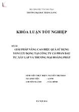 Đề tài Giải pháp nâng cao hiệu quả sử dụng vốn lưu động tại công ty cổ phần đầu tư, xây lắp và thương mại Hoàng Phát