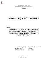 Đề tài Giải pháp nâng cao hiệu quả sử dụng vốn lưu động tại công ty TNHH xuất nhập khẩu và đầu tư nam Việt Phát