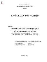 Đề tài Giải pháp nâng cao hiệu quả sử dụng vốn lưu động tại công ty TNHH Hải Hồng