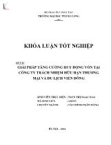 Đề tài Giải pháp tăng cường huy động vốn tại công ty trách nhiệm hữu hạn thương mại và du lịch Viễn Đông