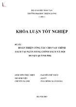 Đề tài Hoàn thiện công tác cho vay chính sách tại ngân hàng chính sách xã hội huyện quỳnh phụ