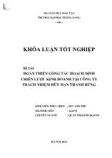 Đề tài Hoàn thiện công tác hoạch định chiến lược kinh doanh tại công ty trách nhiệm hữu hạn Thanh Hùng