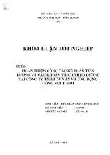 Đề tài Hoàn thiện công tác kế toán tiền lương và các khoản trích theo lương tại công ty TNHH tư vấn và ứng dụng công nghệ mới