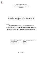 Đề tài Hoàn thiện công tác kế toán tiêu thụ thành phẩm và xác định kết quả tiêu thụ tại công ty TNHH MTV xi măng Vicem Tam Điệp